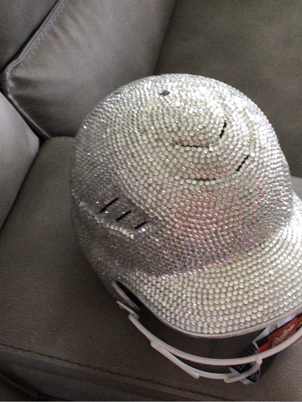 Rawlings Crystal-Covered Decorative Helmet - Silver
